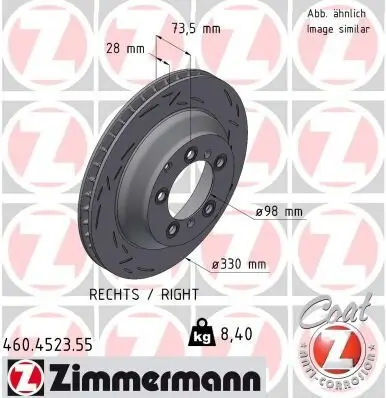 Bremsscheibe Hinterachse rechts ZIMMERMANN 460.4523.55