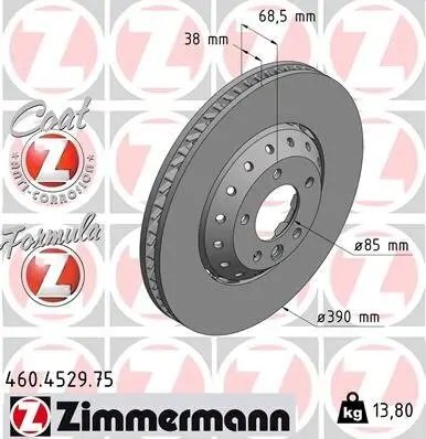Bremsscheibe Vorderachse rechts ZIMMERMANN 460.4529.75
