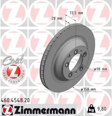 Bremsscheibe Hinterachse ZIMMERMANN 460.4548.20