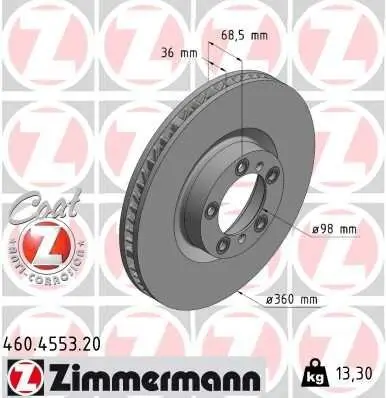 Bremsscheibe Vorderachse links ZIMMERMANN 460.4553.20
