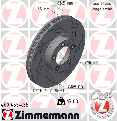 Bremsscheibe Vorderachse rechts ZIMMERMANN 460.4554.55 Bild Bremsscheibe Vorderachse rechts ZIMMERMANN 460.4554.55
