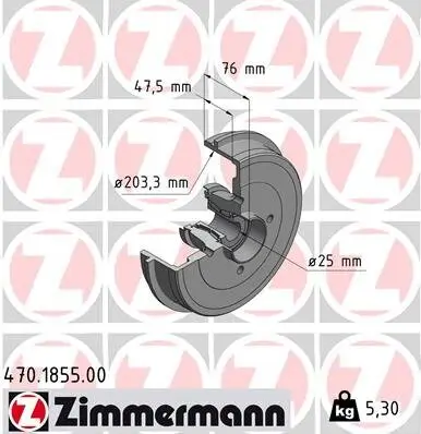 Bremstrommel Hinterachse ZIMMERMANN 470.1855.00