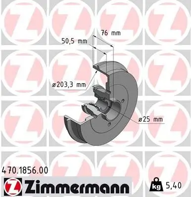 Bremstrommel Hinterachse ZIMMERMANN 470.1856.00