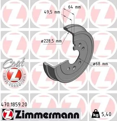 Bremstrommel ZIMMERMANN 470.1859.20