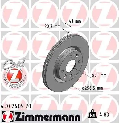 Bremsscheibe ZIMMERMANN 470.2409.20