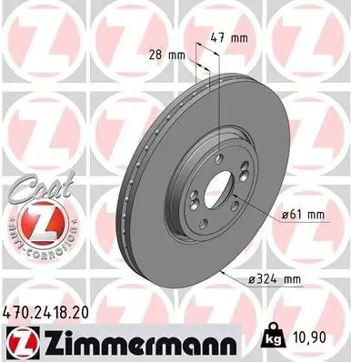 Bremsscheibe ZIMMERMANN 470.2418.20 Bild Bremsscheibe ZIMMERMANN 470.2418.20