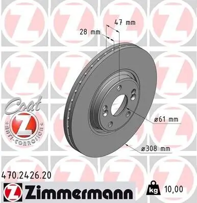 Bremsscheibe Vorderachse ZIMMERMANN 470.2426.20 Bild Bremsscheibe Vorderachse ZIMMERMANN 470.2426.20