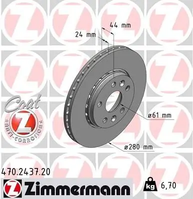 Bremsscheibe Vorderachse ZIMMERMANN 470.2437.20