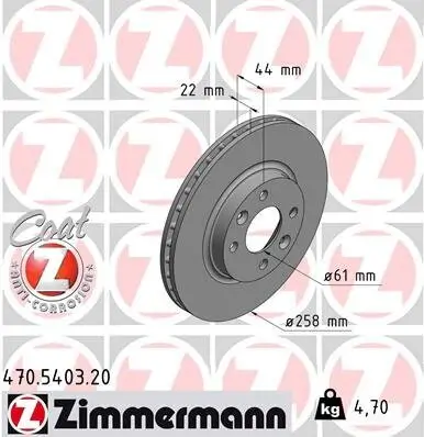 Bremsscheibe Vorderachse ZIMMERMANN 470.5403.20