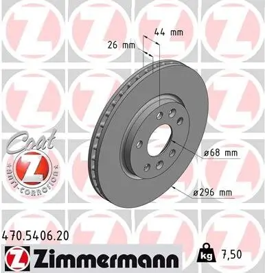 Bremsscheibe ZIMMERMANN 470.5406.20 Bild Bremsscheibe ZIMMERMANN 470.5406.20