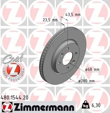 Bremsscheibe Vorderachse ZIMMERMANN 480.1544.20