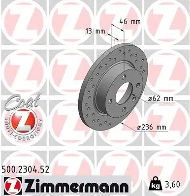 Bremsscheibe ZIMMERMANN 500.2304.52