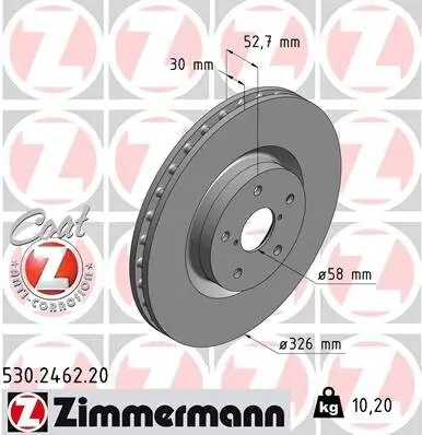 Bremsscheibe Vorderachse ZIMMERMANN 530.2462.20 Bild Bremsscheibe Vorderachse ZIMMERMANN 530.2462.20