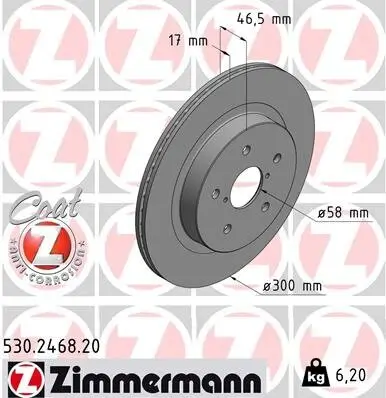 Bremsscheibe Hinterachse ZIMMERMANN 530.2468.20