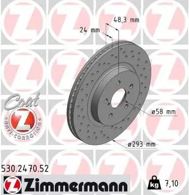 Bremsscheibe Vorderachse ZIMMERMANN 530.2470.52 Bild Bremsscheibe Vorderachse ZIMMERMANN 530.2470.52