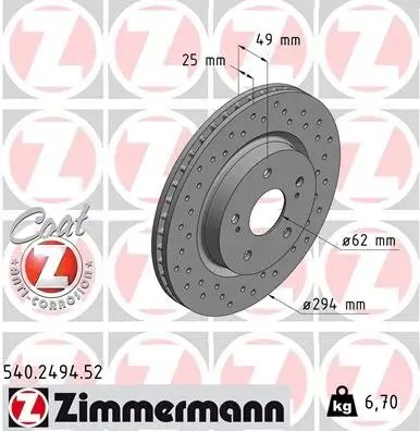 Bremsscheibe Vorderachse ZIMMERMANN 540.2494.52