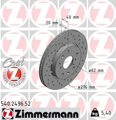 Bremsscheibe ZIMMERMANN 540.2496.52 Bild Bremsscheibe ZIMMERMANN 540.2496.52