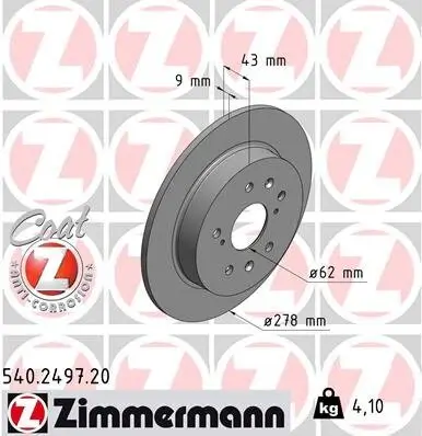 Bremsscheibe ZIMMERMANN 540.2497.20