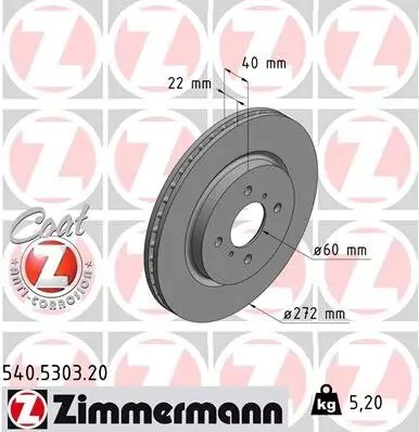 Bremsscheibe ZIMMERMANN 540.5303.20