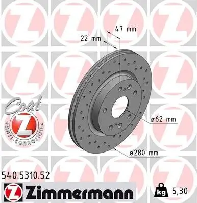 Bremsscheibe Vorderachse ZIMMERMANN 540.5310.52