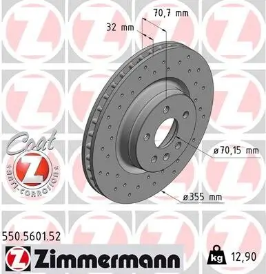 Bremsscheibe Vorderachse ZIMMERMANN 550.5601.52 Bild Bremsscheibe Vorderachse ZIMMERMANN 550.5601.52
