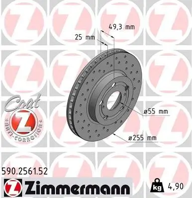 Bremsscheibe ZIMMERMANN 590.2561.52 Bild Bremsscheibe ZIMMERMANN 590.2561.52