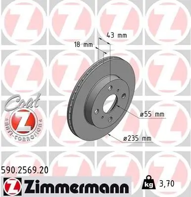 Bremsscheibe Vorderachse ZIMMERMANN 590.2569.20