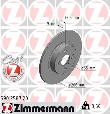 Bremsscheibe Hinterachse ZIMMERMANN 590.2587.20