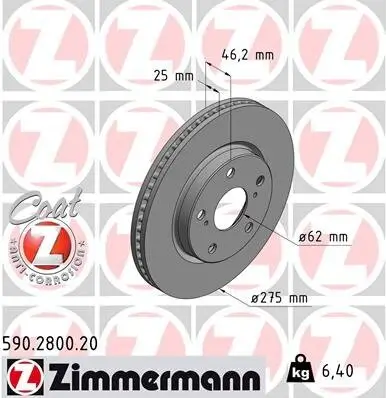 Bremsscheibe Vorderachse ZIMMERMANN 590.2800.20