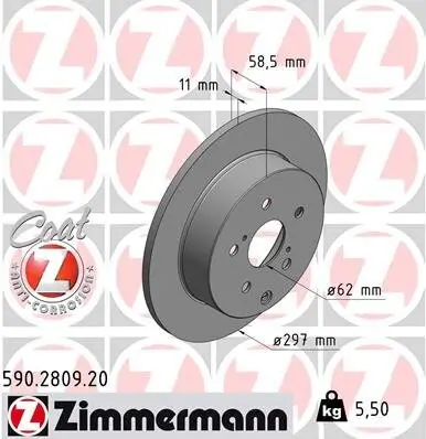 Bremsscheibe Hinterachse ZIMMERMANN 590.2809.20