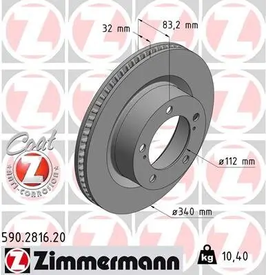 Bremsscheibe Vorderachse ZIMMERMANN 590.2816.20