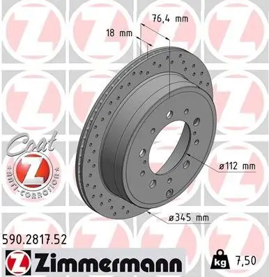 Bremsscheibe Hinterachse ZIMMERMANN 590.2817.52
