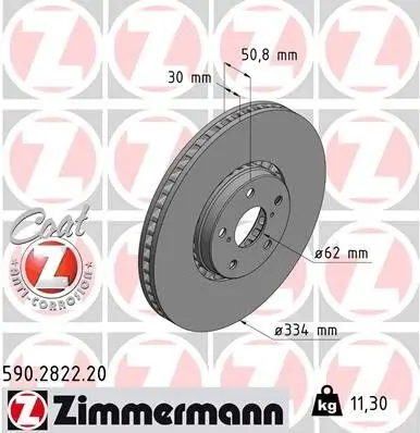 Bremsscheibe Vorderachse links ZIMMERMANN 590.2822.20