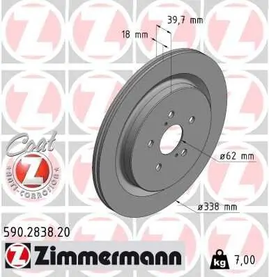 Bremsscheibe ZIMMERMANN 590.2838.20 Bild Bremsscheibe ZIMMERMANN 590.2838.20