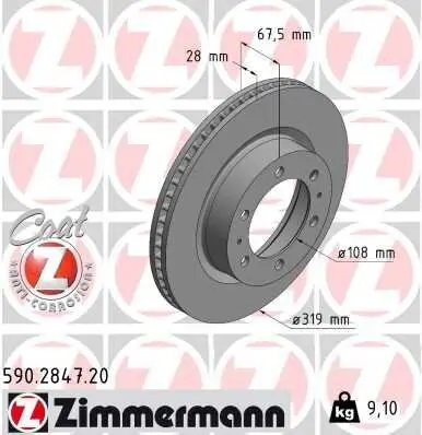 Bremsscheibe Vorderachse ZIMMERMANN 590.2847.20