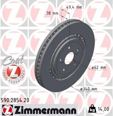 Bremsscheibe ZIMMERMANN 590.2854.20 Bild Bremsscheibe ZIMMERMANN 590.2854.20