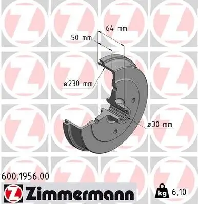 Bremstrommel Hinterachse ZIMMERMANN 600.1956.00 Bild Bremstrommel Hinterachse ZIMMERMANN 600.1956.00