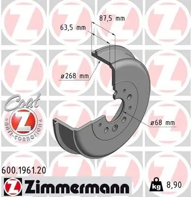 Bremstrommel Hinterachse ZIMMERMANN 600.1961.20