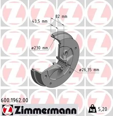 Bremstrommel Hinterachse ZIMMERMANN 600.1962.00