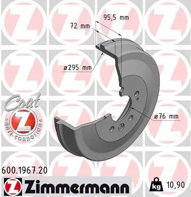 Bremstrommel ZIMMERMANN 600.1967.20 Bild Bremstrommel ZIMMERMANN 600.1967.20