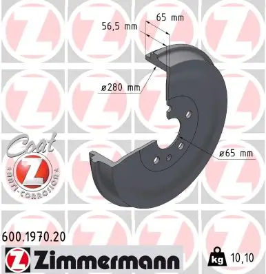 Bremstrommel Hinterachse ZIMMERMANN 600.1970.20 Bild Bremstrommel Hinterachse ZIMMERMANN 600.1970.20