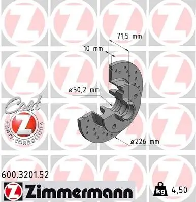 Bremsscheibe ZIMMERMANN 600.3201.52