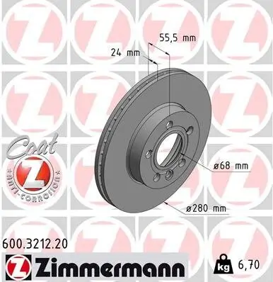 Bremsscheibe ZIMMERMANN 600.3212.20