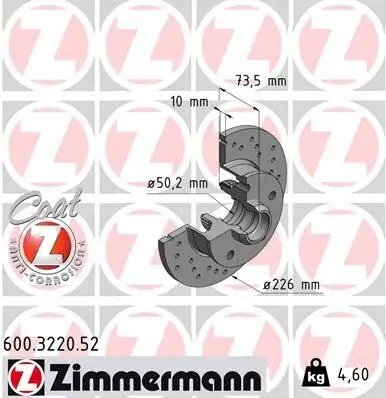 Bremsscheibe ZIMMERMANN 600.3220.52 Bild Bremsscheibe ZIMMERMANN 600.3220.52