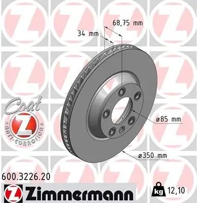 Bremsscheibe Vorderachse links ZIMMERMANN 600.3226.20