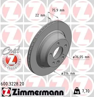 Bremsscheibe Hinterachse ZIMMERMANN 600.3228.20