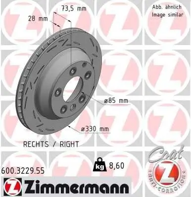 Bremsscheibe Hinterachse rechts ZIMMERMANN 600.3229.55