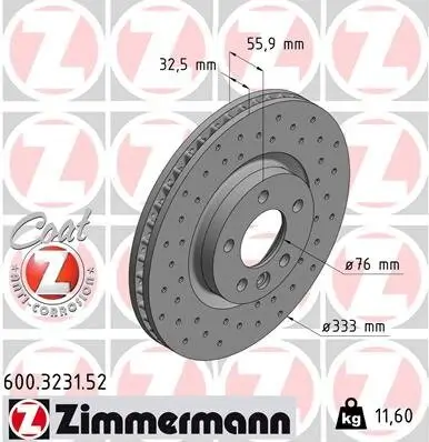 Bremsscheibe Vorderachse ZIMMERMANN 600.3231.52 Bild Bremsscheibe Vorderachse ZIMMERMANN 600.3231.52