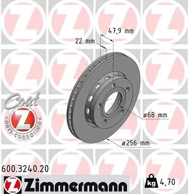 Bremsscheibe Hinterachse ZIMMERMANN 600.3240.20