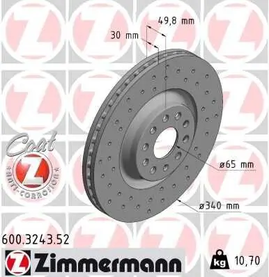 Bremsscheibe ZIMMERMANN 600.3243.52